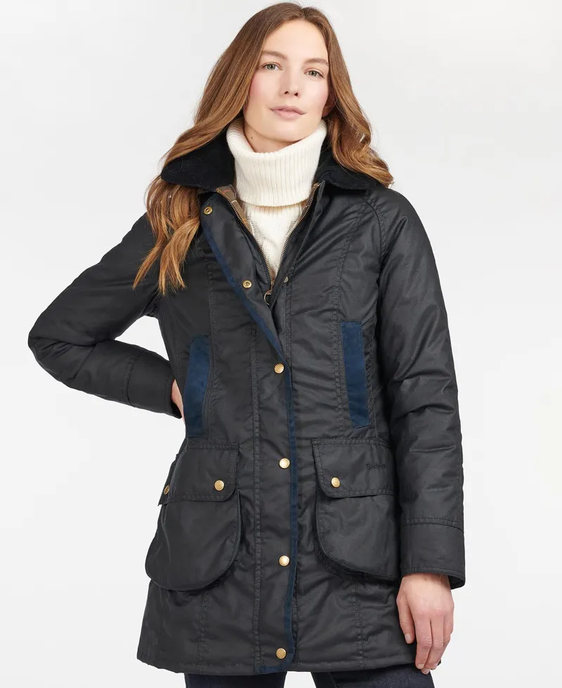 Barbour Bower Wax Jacket in Navy-2